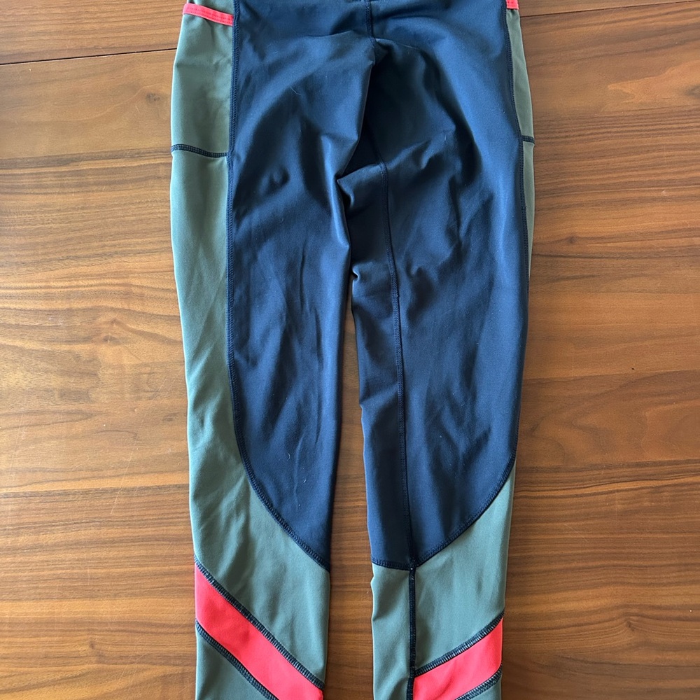 DYI Colorblock workout Leggings with Red and Green Accents